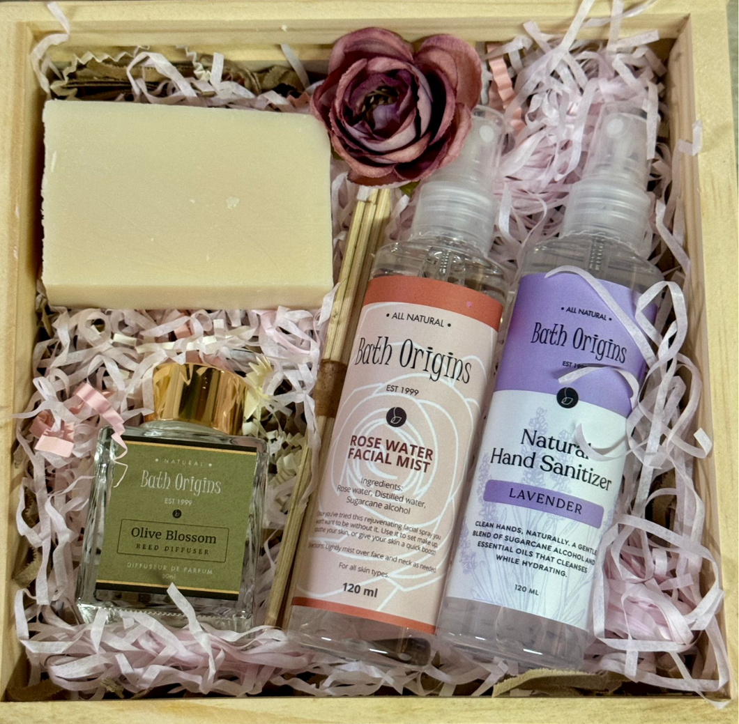 2025 Gift Set #4 (Soap, Facial Mist, Hand Sanitizer & Small Diffuser) in a Crate